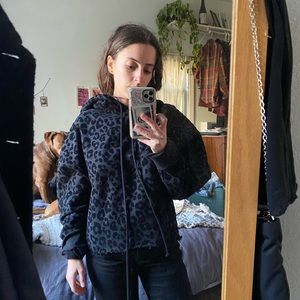 Kooples black leopard hoodie